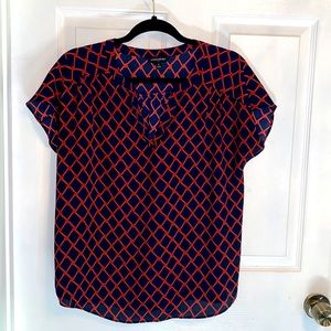 Banana Republic Navy and Red Chord Patten Blouse